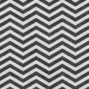 HomeRoots 5' X 8' Stylish Black and Ivory Chevron Washable Area Rug - Durable, UV-Protected, Pet-Friendly Design 673275
