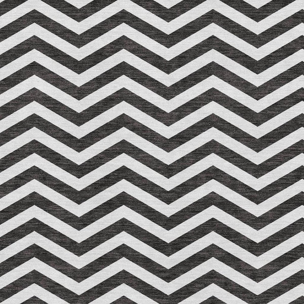 HomeRoots 5' X 8' Stylish Black and Ivory Chevron Washable Area Rug - Durable, UV-Protected, Pet-Friendly Design 673275
