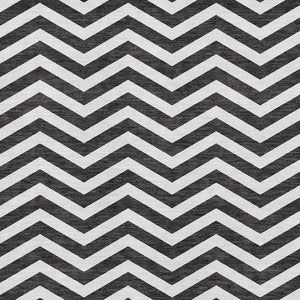 HomeRoots 8' X 10' Black and Ivory Chevron Area Rug - Stylish, Washable, UV-Protected, Pet-Friendly Design 673277