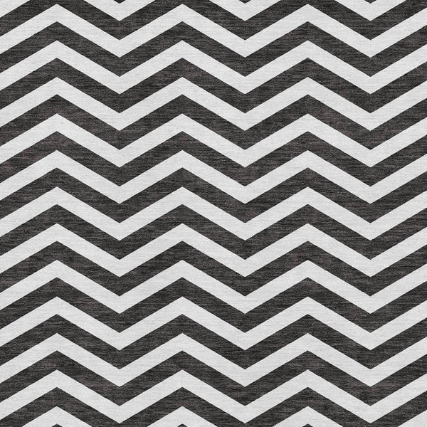 HomeRoots 8' X 10' Black and Ivory Chevron Area Rug - Stylish, Washable, UV-Protected, Pet-Friendly Design 673277