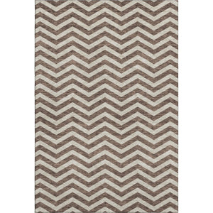 HomeRoots 8' X 10' Brown & Beige Chevron Area Rug - Washable, UV-Resistant, Perfect for Homes with Pets! 673283