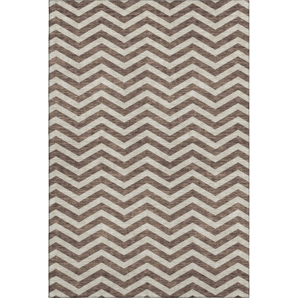 HomeRoots 8' X 10' Brown & Beige Chevron Area Rug - Washable, UV-Resistant, Perfect for Homes with Pets! 673283