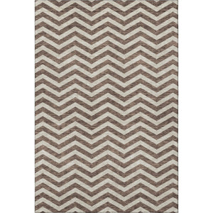 HomeRoots 8' X 10' Brown & Beige Chevron Area Rug - Washable, UV-Resistant, Perfect for Homes with Pets! 673283
