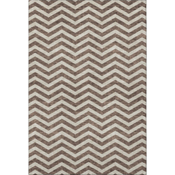 HomeRoots 8' X 10' Brown & Beige Chevron Area Rug - Washable, UV-Resistant, Perfect for Homes with Pets! 673283