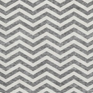 HomeRoots 5' X 8' Gray and Ivory Chevron Area Rug – Stylish, Washable, UV-Resistant for Homes with Kids & Pets 673287