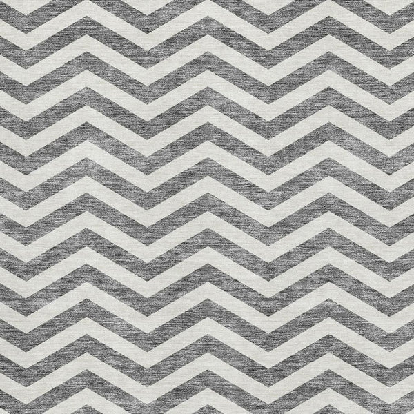 HomeRoots 5' X 8' Gray and Ivory Chevron Area Rug – Stylish, Washable, UV-Resistant for Homes with Kids & Pets 673287