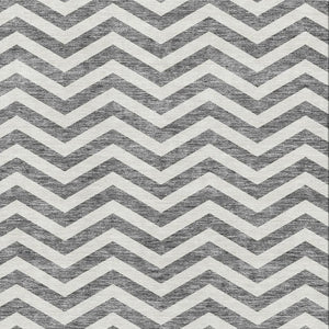 HomeRoots 8' X 10' Gray & Ivory Chevron Area Rug - Washable, UV Protected, Durable, Perfect for High-Traffic Areas 673289