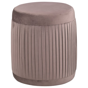 English Elm Pescadero Mauve Round Ottoman with Pleated Upholstery — 18" Drum Seat, Plush Foam Comfort, Versatile Accent Piece B062P299848