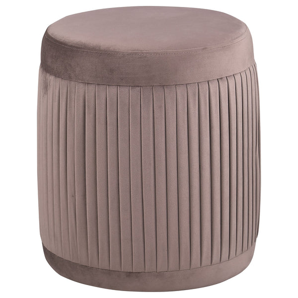 English Elm Pescadero Mauve Round Ottoman with Pleated Upholstery — 18" Drum Seat, Plush Foam Comfort, Versatile Accent Piece B062P299848
