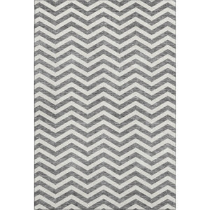 HomeRoots 10' Gray and Ivory Chevron Washable Area Rug - Durable, Stylish, UV-Protected for Busy Homes 673291
