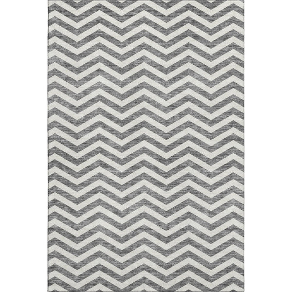 HomeRoots 10' Gray and Ivory Chevron Washable Area Rug - Durable, Stylish, UV-Protected for Busy Homes 673291