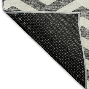 HomeRoots 10' Gray and Ivory Chevron Washable Area Rug - Durable, Stylish, UV-Protected for Busy Homes 673291