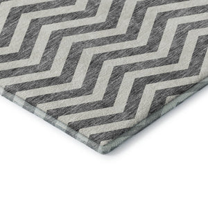 HomeRoots 10' Gray and Ivory Chevron Washable Area Rug - Durable, Stylish, UV-Protected for Busy Homes 673291