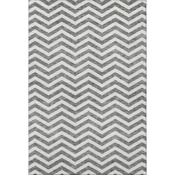 HomeRoots 10' Gray and Ivory Chevron Washable Area Rug - Durable, Stylish, UV-Protected for Busy Homes 673291