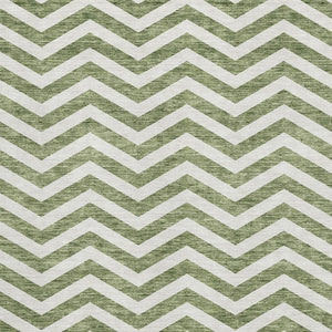 HomeRoots 5' X 8' Green And Ivory Chevron Area Rug - Washable, UV Protected, Stylish & Durable for Any Space 673293