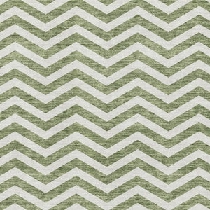 HomeRoots 9' X 12' Green and Ivory Chevron Area Rug - Washable, Stain-Resistant, UV Protected for Any Room 673296