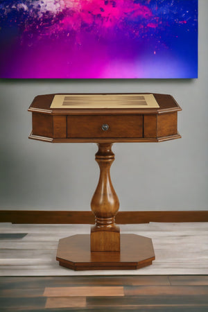 English Elm Bishop Cherry Finish Reversible Game Table w/Drawers – 3‑in‑1 Chess, Checkers & Backgammon Square B2726P251281