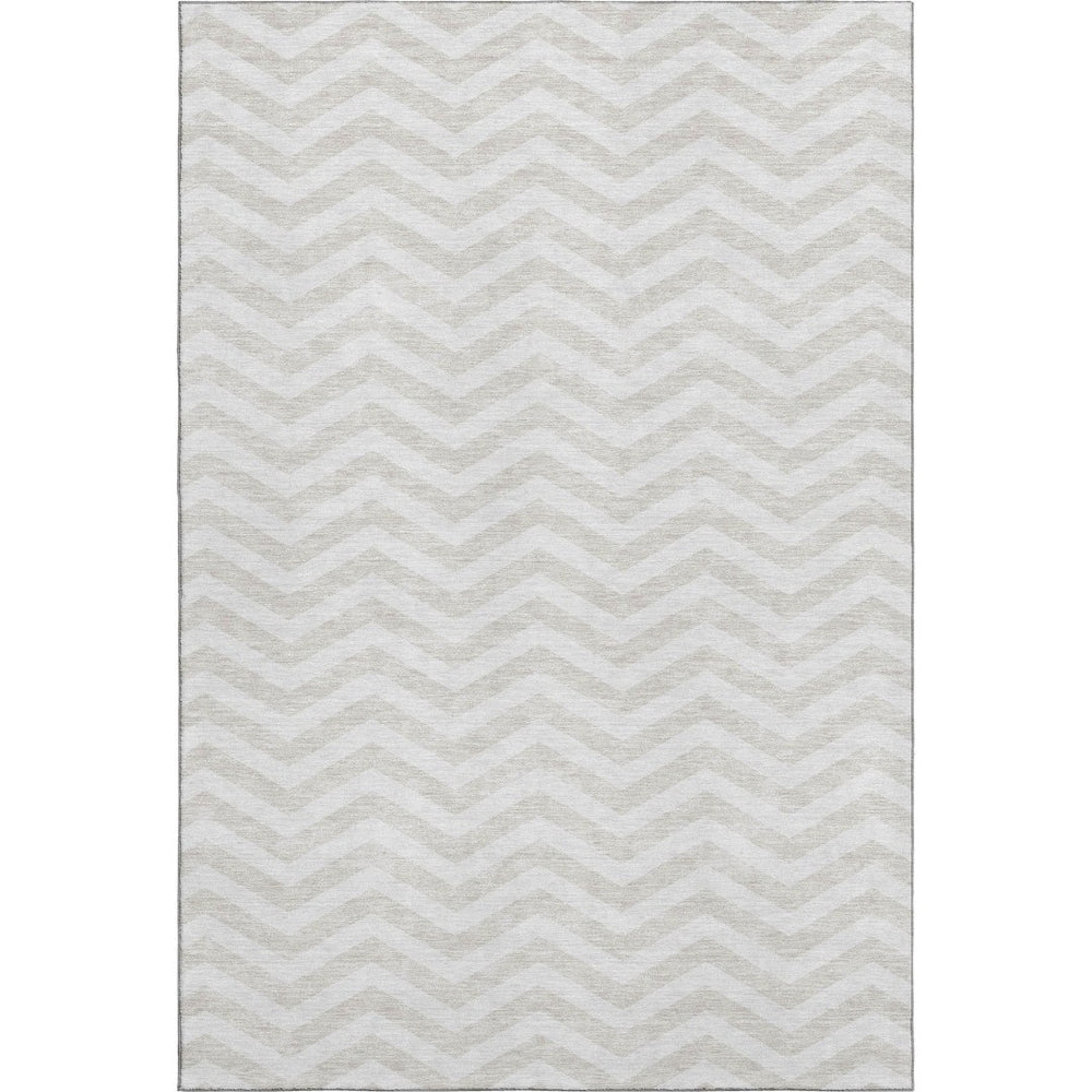 HomeRoots 8' X 10' Modern Ivory & Beige Chevron Area Rug - Washable, UV-Protected, Stain-Resistant Design 673301