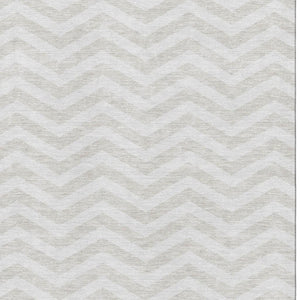 HomeRoots 8' X 10' Modern Ivory & Beige Chevron Area Rug - Washable, UV-Protected, Stain-Resistant Design 673301