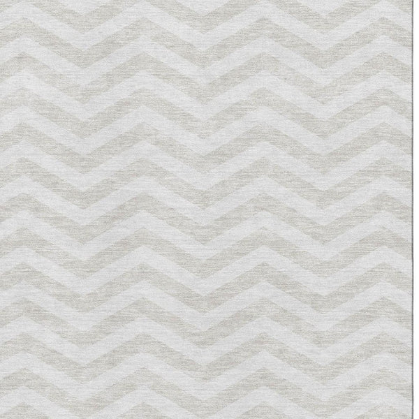 HomeRoots 8' X 10' Modern Ivory & Beige Chevron Area Rug - Washable, UV-Protected, Stain-Resistant Design 673301