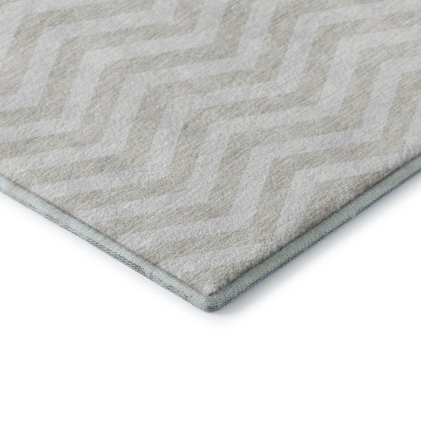 HomeRoots 9' X 12' Ivory & Beige Chevron Area Rug - Washable, UV Protected, Stain Resistant for Busy Homes 673302