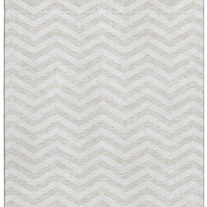 HomeRoots 9' X 12' Ivory & Beige Chevron Area Rug - Washable, UV Protected, Stain Resistant for Busy Homes 673302
