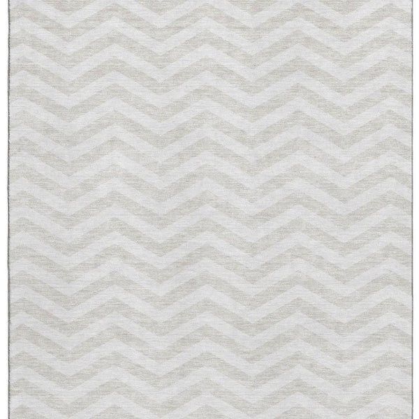 HomeRoots 9' X 12' Ivory & Beige Chevron Area Rug - Washable, UV Protected, Stain Resistant for Busy Homes 673302