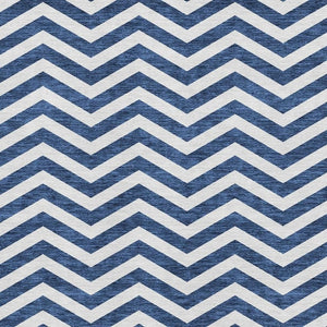 HomeRoots 5' X 8' Navy Blue And Ivory Chevron Rug - Stylish, Washable, Stain Resistant, UV Protected for Home Use 673305