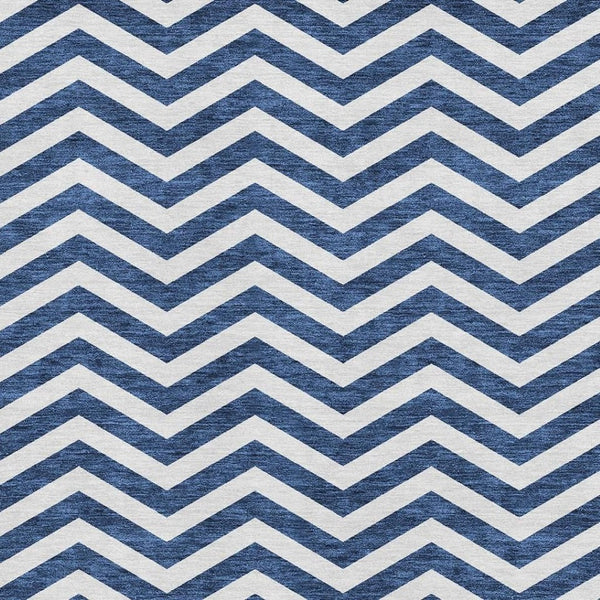 HomeRoots 5' X 8' Navy Blue And Ivory Chevron Rug - Stylish, Washable, Stain Resistant, UV Protected for Home Use 673305