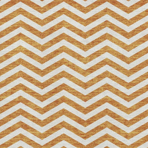 HomeRoots 10' Vibrant Orange and Ivory Chevron Washable Area Rug with UV Protection for Stylish Spaces 673315