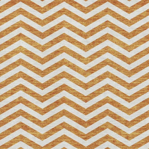 HomeRoots 10' Vibrant Orange and Ivory Chevron Washable Area Rug with UV Protection for Stylish Spaces 673315