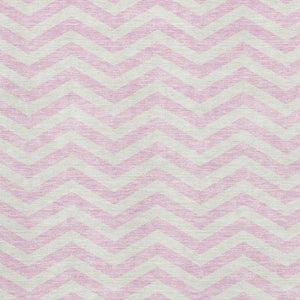 HomeRoots 8' X 10' Stylish Pink and Ivory Chevron Washable Area Rug with UV Protection for Modern Homes 673319