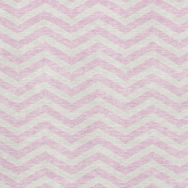 HomeRoots 8' X 10' Stylish Pink and Ivory Chevron Washable Area Rug with UV Protection for Modern Homes 673319