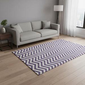 HomeRoots 5' X 8' Purple & Ivory Chevron Washable Area Rug with UV Protection - Stylish, Durable & Easy Care! 673323
