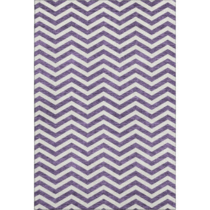 HomeRoots 5' X 8' Purple & Ivory Chevron Washable Area Rug with UV Protection - Stylish, Durable & Easy Care! 673323