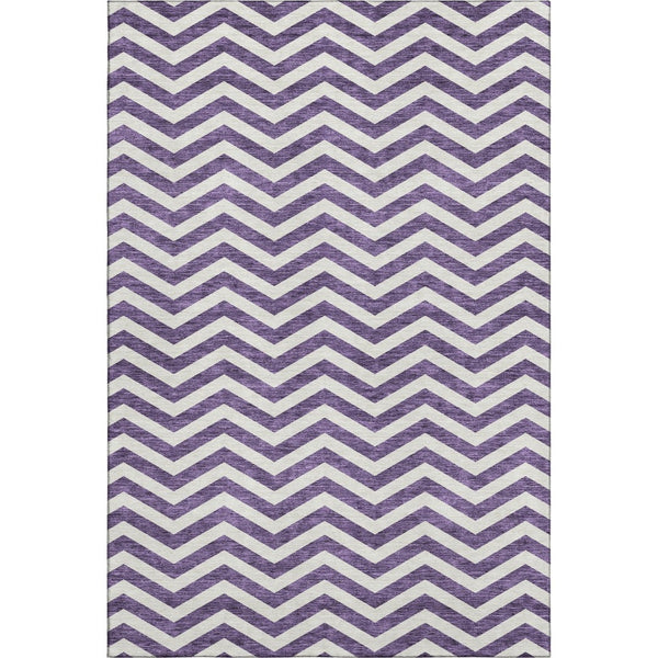 HomeRoots 5' X 8' Purple & Ivory Chevron Washable Area Rug with UV Protection - Stylish, Durable & Easy Care! 673323