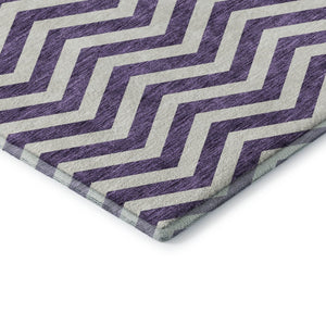 HomeRoots 5' X 8' Purple & Ivory Chevron Washable Area Rug with UV Protection - Stylish, Durable & Easy Care! 673323