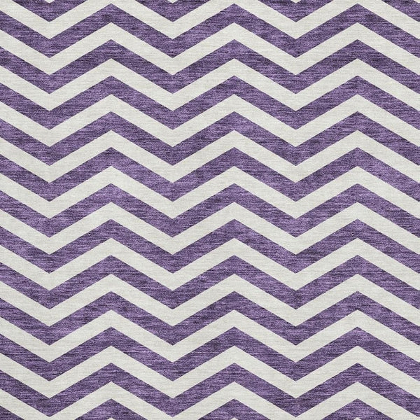 HomeRoots 5' X 8' Purple & Ivory Chevron Washable Area Rug with UV Protection - Stylish, Durable & Easy Care! 673323