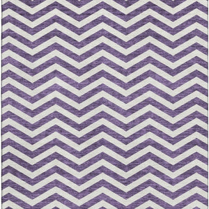 HomeRoots 5' X 8' Purple & Ivory Chevron Washable Area Rug with UV Protection - Stylish, Durable & Easy Care! 673323