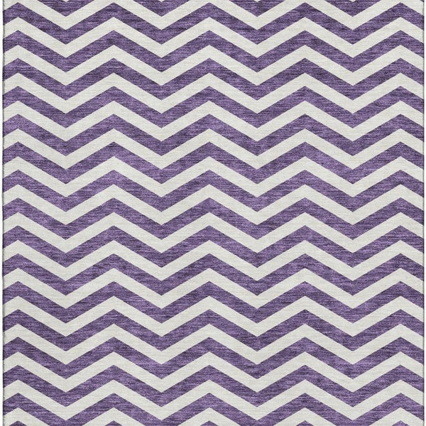 HomeRoots 5' X 8' Purple & Ivory Chevron Washable Area Rug with UV Protection - Stylish, Durable & Easy Care! 673323
