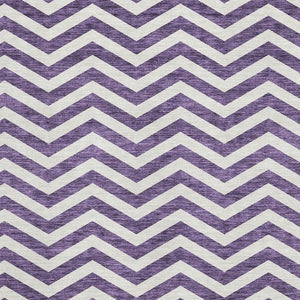 HomeRoots 9' X 12' Stylish Purple and Ivory Chevron Area Rug – Washable, UV Protected, Stain Resistant Design! 673326