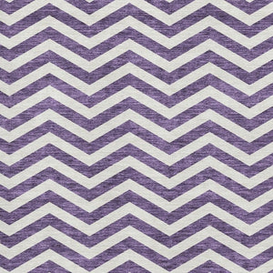 HomeRoots 10' Purple and Ivory Chevron Washable Area Rug - Stylish, Durable, UV Protected for High-Traffic Homes 673327