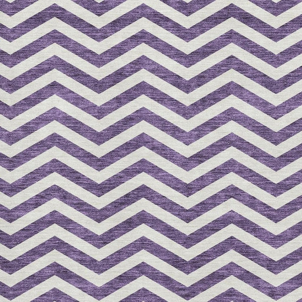 HomeRoots 10' Purple and Ivory Chevron Washable Area Rug - Stylish, Durable, UV Protected for High-Traffic Homes 673327
