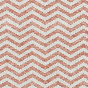 HomeRoots 8' X 10' Salmon and Ivory Chevron Area Rug - Stylish, Washable, UV-Protected for Family Spaces 673331