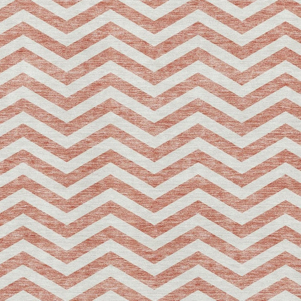 HomeRoots 8' X 10' Salmon and Ivory Chevron Area Rug - Stylish, Washable, UV-Protected for Family Spaces 673331