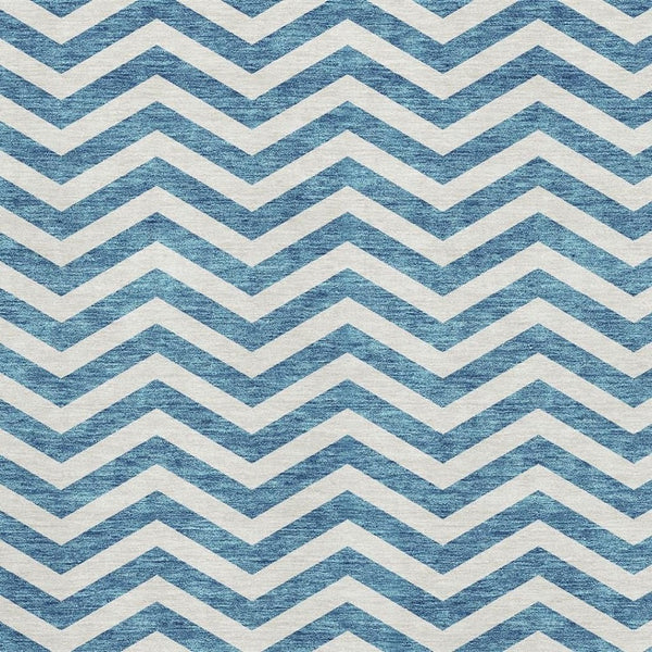 HomeRoots 5' X 8' Teal And Ivory Chevron Rug - Washable, UV Protected, Stylish & Durable for Busy Homes 673335