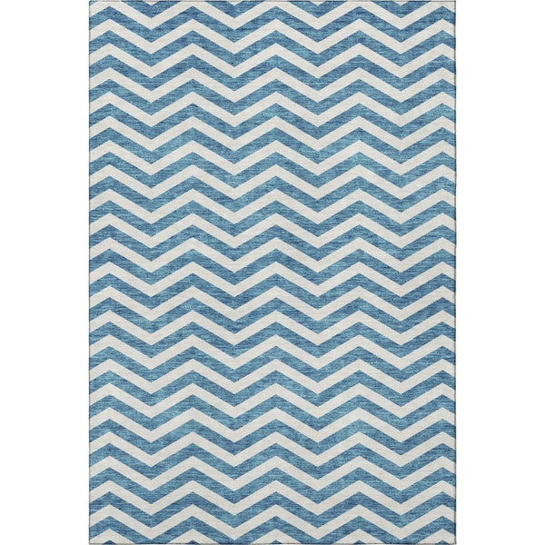 HomeRoots 10' X 14' Teal and Ivory Chevron Area Rug - Washable, UV-Protected, Stylish for Family Spaces! 673339