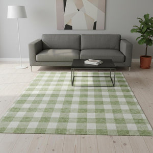 HomeRoots 5' X 8' Artichoke Green Plaid Area Rug - Washable, UV Protected & Perfect for Every Room Style! 673341