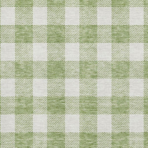 HomeRoots 8' X 10' Artichoke Green Plaid Washable Area Rug with UV Protection – Durable & Stylish for Homes 673343