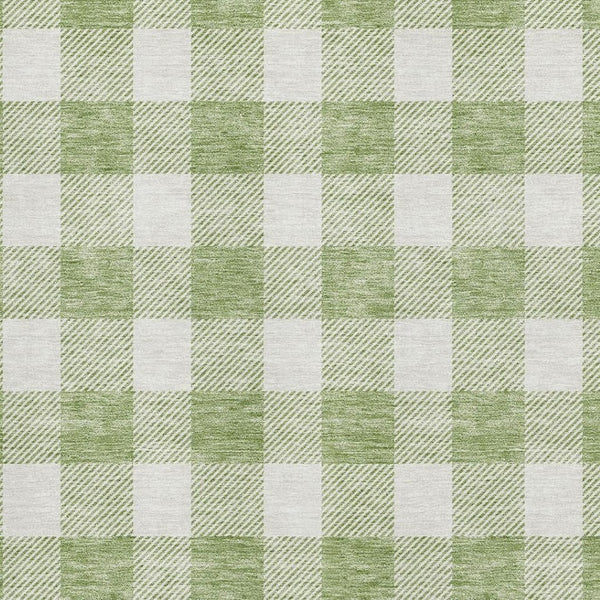 HomeRoots 8' X 10' Artichoke Green Plaid Washable Area Rug with UV Protection – Durable & Stylish for Homes 673343